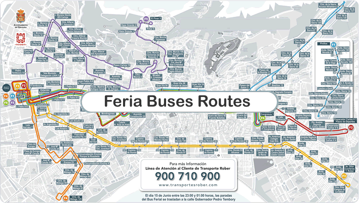 map of bus routes to feria of granada