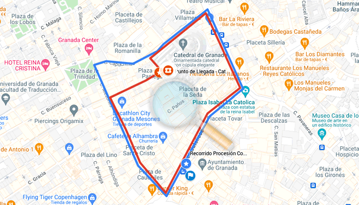 route plan of the tarasca and corpus of granada