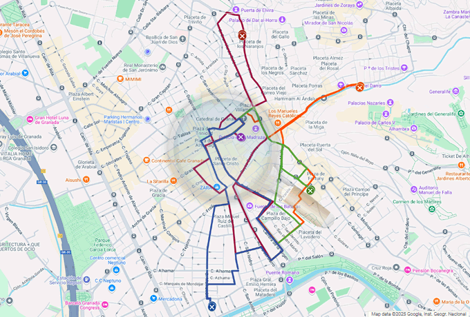 mapa de procesiones domingo de ramos en granada 2025