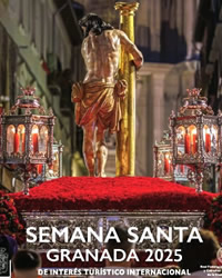 jesus wearing cross during holy week in granada