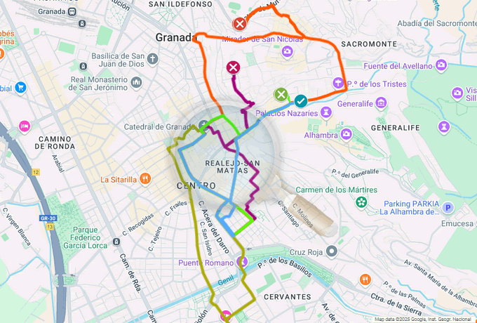 mapa de procesiones del jueves santo en granada 2025