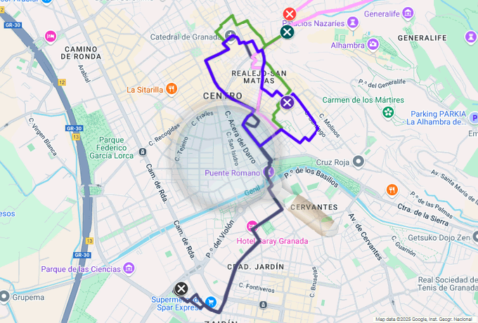 mapa de procesiones del martes santo en granada 2025