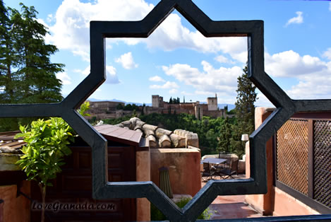 view of the alhambra from one of the restaurants of granada