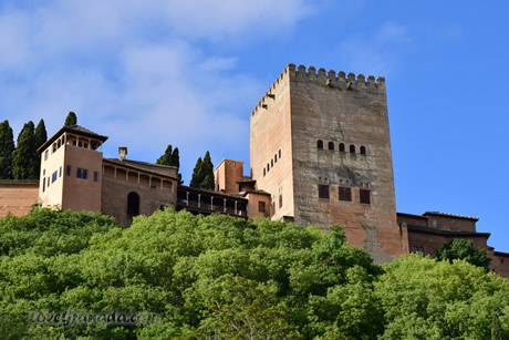 view of the alhambra from paseo de los tristes