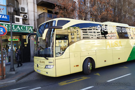 granada airport bus at the congress palace roundabout