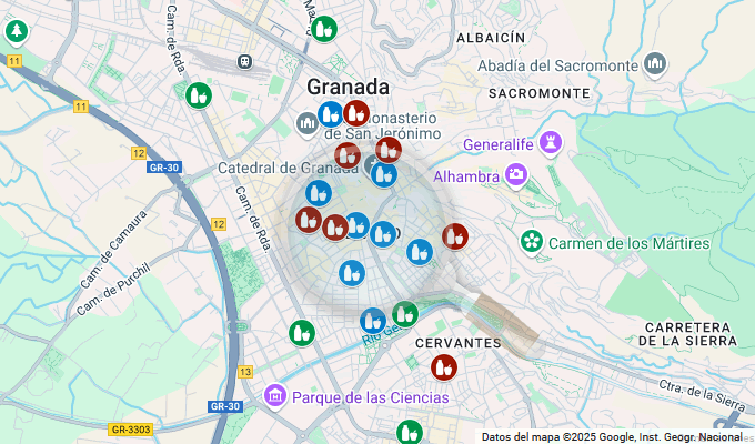map of supermermarkets in center of granada