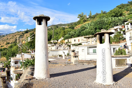 chimneys on the roof of a traditional house in the Alpujarras of Granada