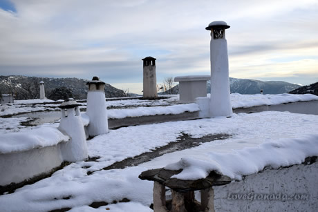 snow roof in winter in the alpujarra