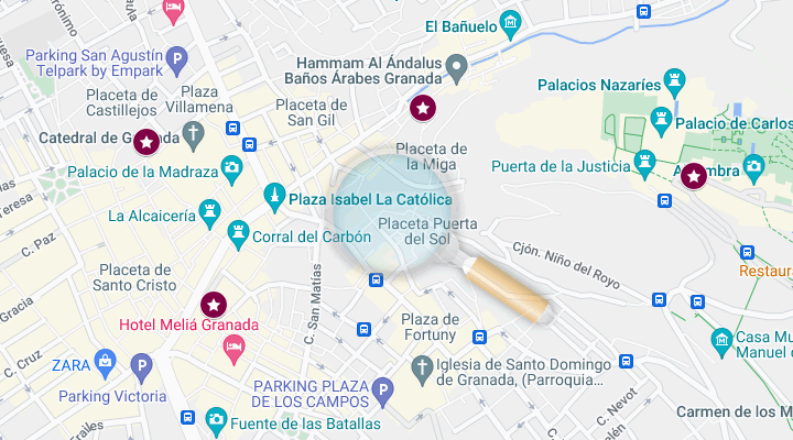 map with the ltourist offices in granada
