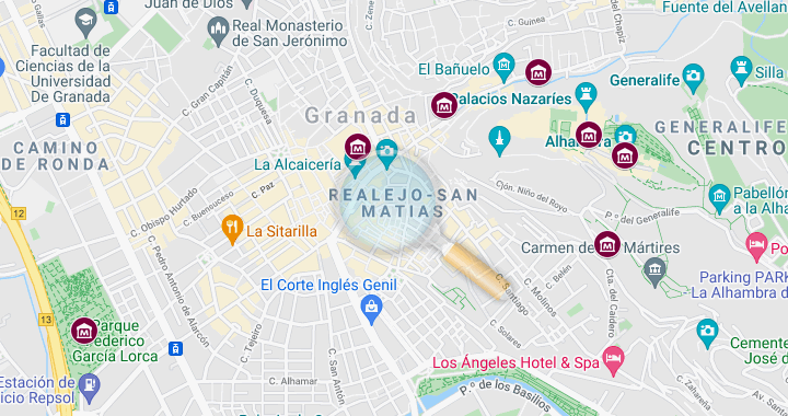 location map of the museums of granada