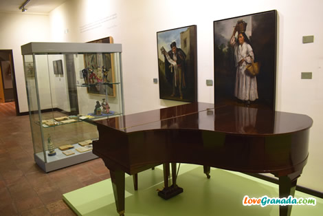 piano and paintings