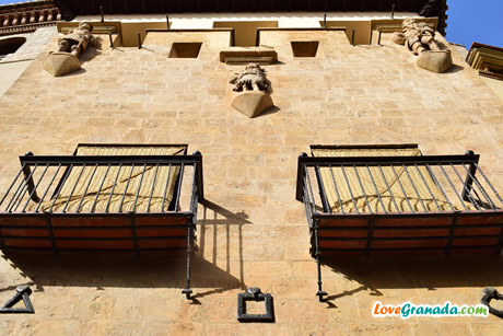 two balconies on facade