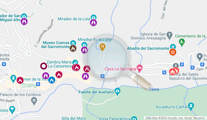 map of the places to see in the sacromonte of grandada