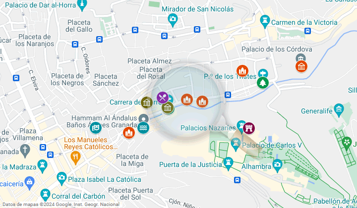map of the monuments near the Paseo de los Tristes