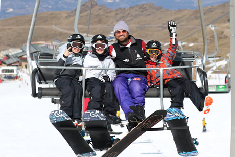 group in ski lift of british ski center