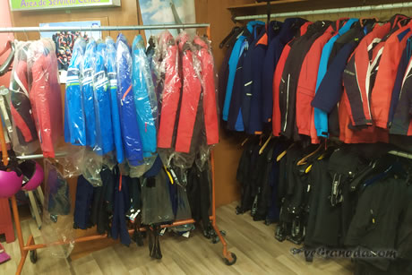 selection of cloths in snow acs on sierra nevada road