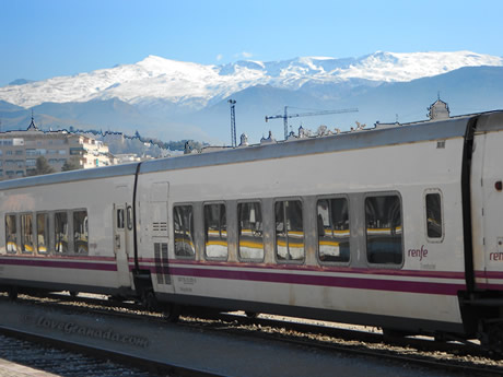 granada train station with sierra nevada in the background