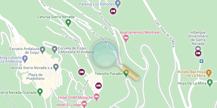 location map of the hostels in sierra nevada