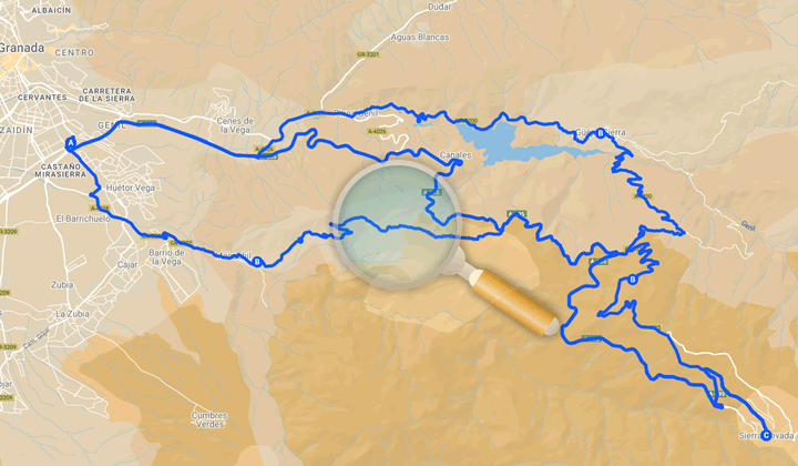 route to get to sierra nevada por A44