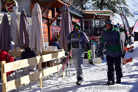 skiers walking