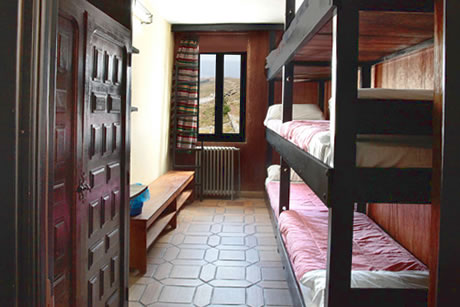 room of the university youth hostel with tables outside