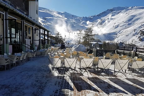 terrace with table in restaurant la visera