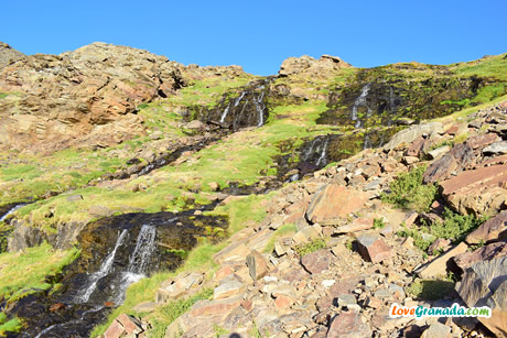 waterfall in sierra nevada in summer