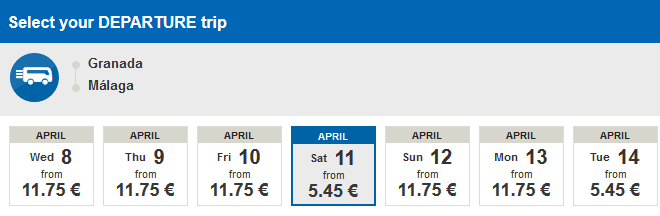 granada malaga bus prices