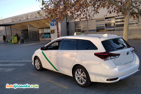 taxi next to the bus station of granada