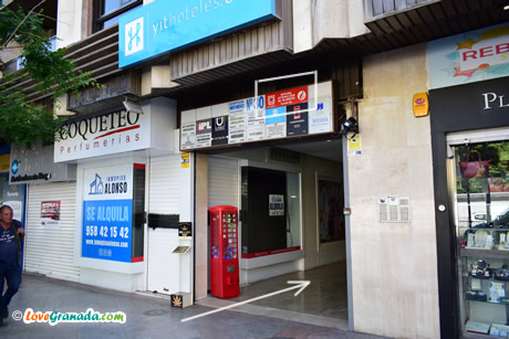 city buses office building