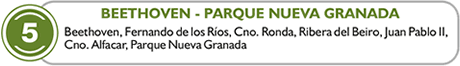 route 5, bethooven, parque nueva granada
