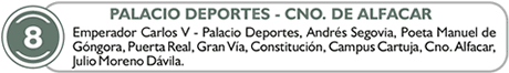 route 8, palacio deportes, camino de alfacar