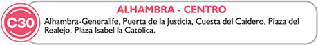 route c30, alhambra, plaza isabel catolica