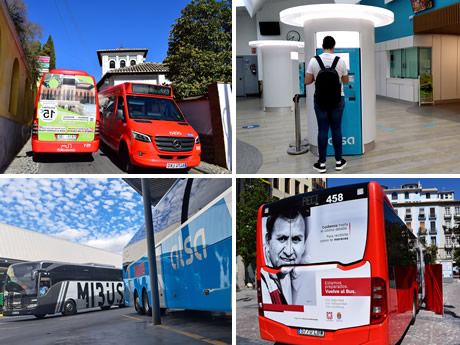 three types of granada transport, bus, taxi and airport bus