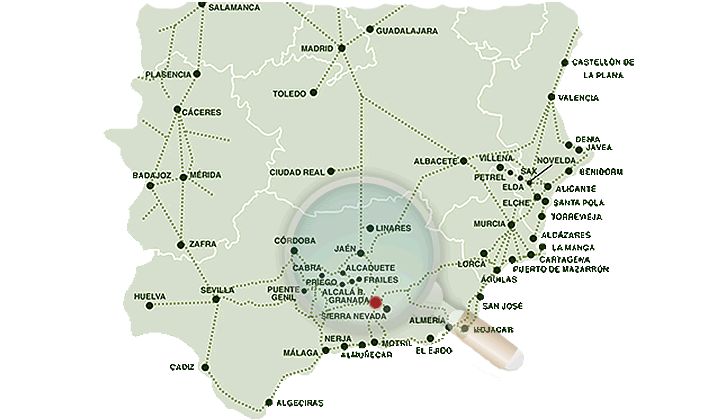 connection routes of Granada with other cities