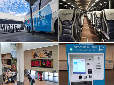 three types of granada transport, bus, taxi and airport bus