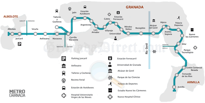 metro line plan of granada with stops