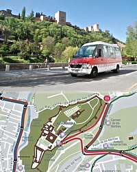 alhambra, sacromonte and Albaycin buses map
