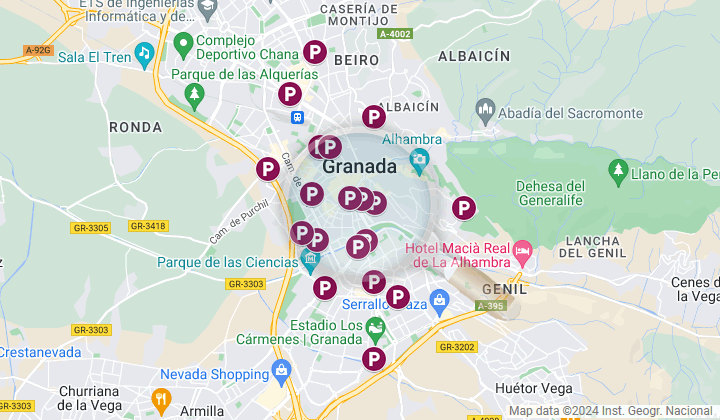 map of the parkings of granada