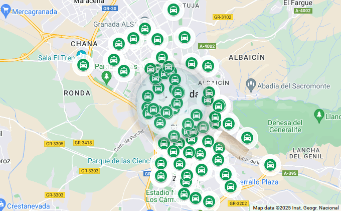 map of taxi stands in granada