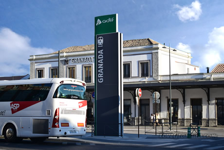 granada train station building and bus parked