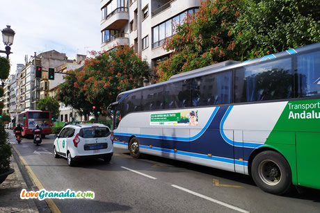 taxi, city and commute buses at granada center